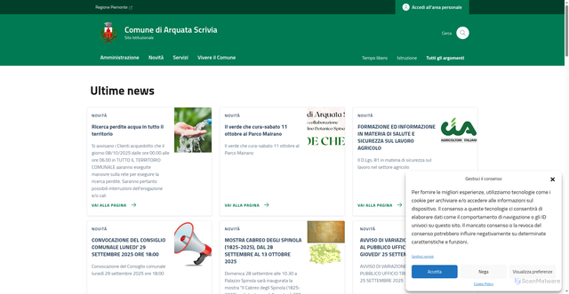 Security scan screenshot of https://comune.arquatascrivia.al.it/