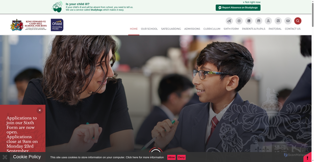 Security scan screenshot of https://www.camphillboys.bham.sch.uk/