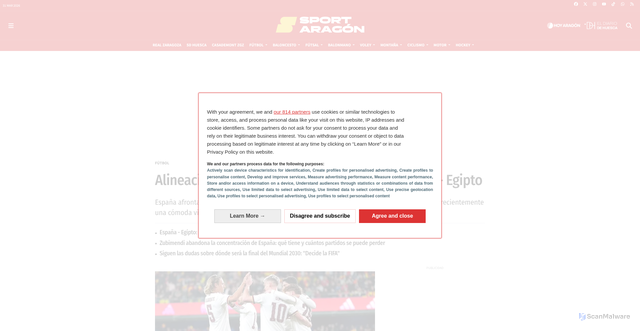 Security scan screenshot of https://www.sportaragon.com/articulo/futbol-aragon/alineaciones-confirmadas-amistoso-espana-egipto/20260331192500150364.html