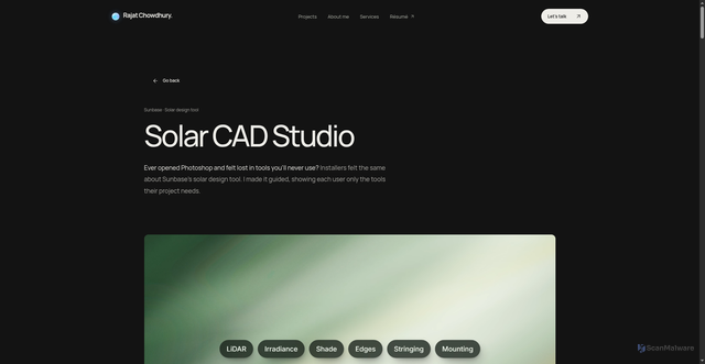 Security scan screenshot of https://rajatchowdhury.vercel.app/work/solar-cad-studio