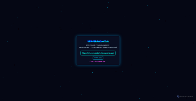 Security scan screenshot of https://x17downloaderbeta-e086h8h4m6.edgeone.app/