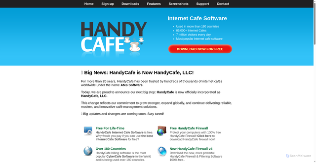 Security scan screenshot of https://handycafe.com