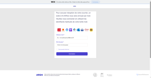 Security scan screenshot of https://noreplytransfertsa.wixsite.com/my-site-1