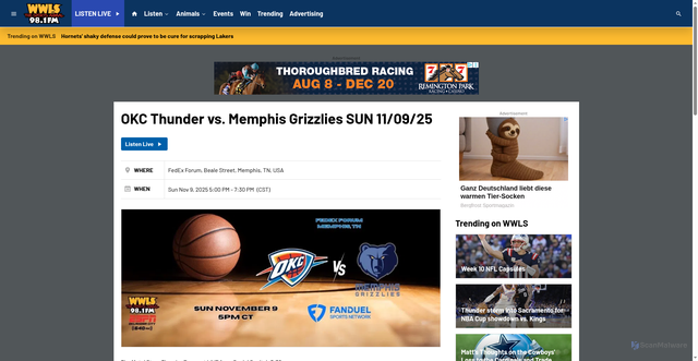 Security scan screenshot of https://www.thesportsanimal.com/events/501094/