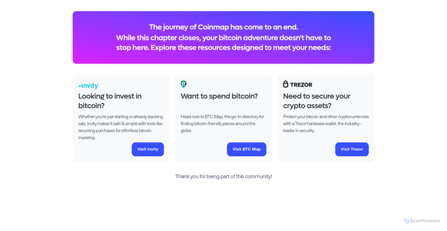 Security scan screenshot of https://coinmap.org/