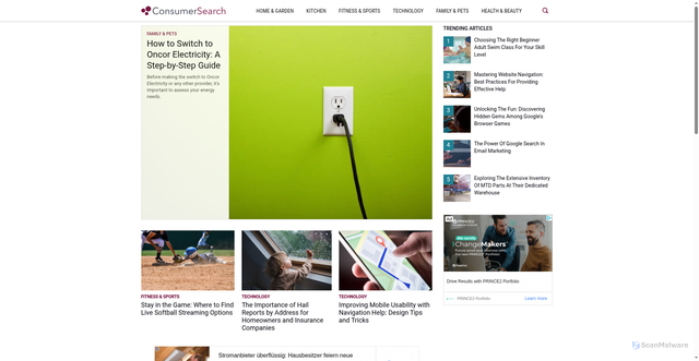 Security scan screenshot of https://www.consumersearch.com