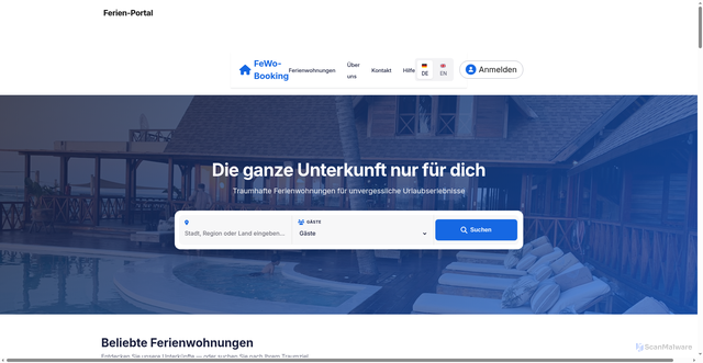Security scan screenshot of https://ferienwohnung-portal.de/?lang=de