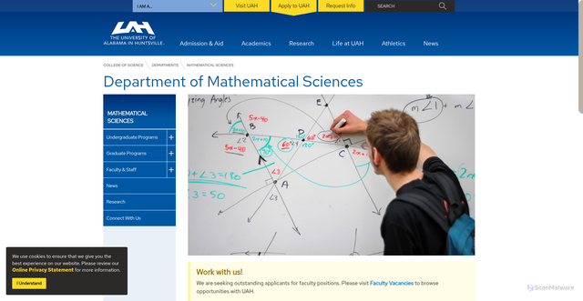Security scan screenshot of https://www.math.uah.edu