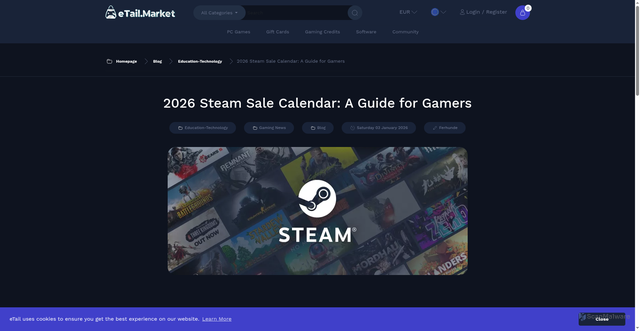 Security scan screenshot of https://etail.market/blog/2026-steam-sale-calendar-a-guide-for-gamers