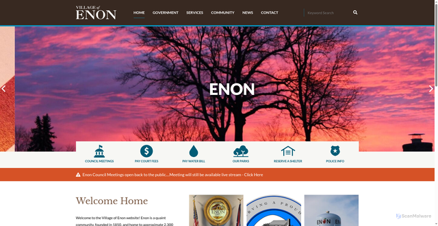 Security scan screenshot of https://www.enon-oh.gov/