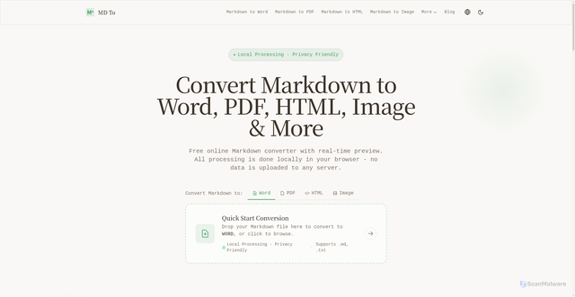 Security scan screenshot of https://md-to-509s4m7v1f.edgeone.dev/