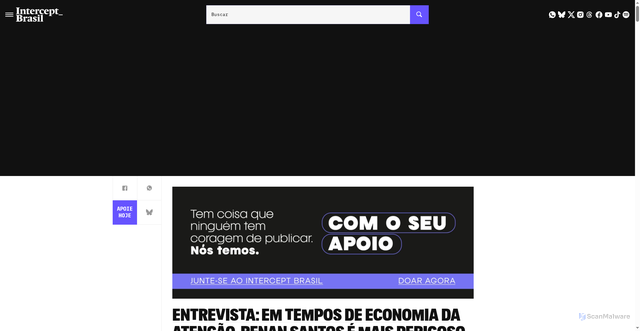 Security scan screenshot of https://www.intercept.com.br/2026/08/11/renan-santos-mais-perigoso-que-flavio-bolsonaro/