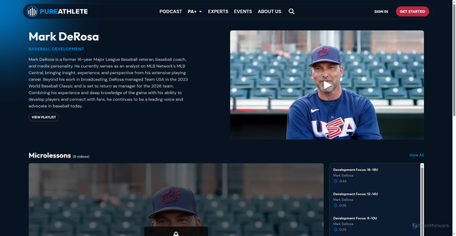 Security scan screenshot of https://www.pureathlete.com/experts/mark-derosa
