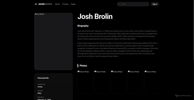 Security scan screenshot of https://movies.agungdev.com/details/person/16851