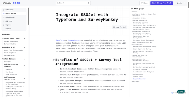 Security scan screenshot of https://ssojet-docs.pages.dev/en/how-to-guides/integrations/user-feedback/survey-tools/