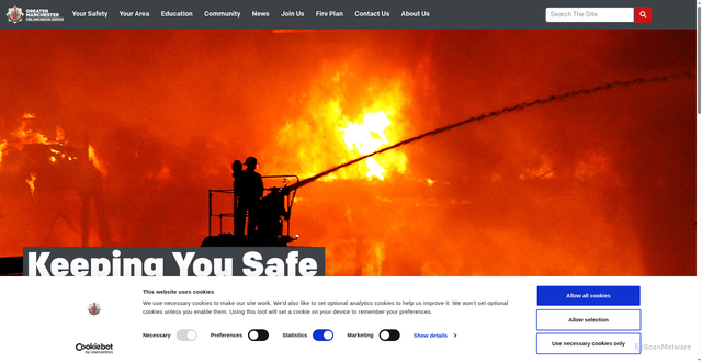 Security scan screenshot of https://manchesterfire.gov.uk/
