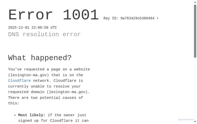 Security scan screenshot of http://lexington-ma.gov/