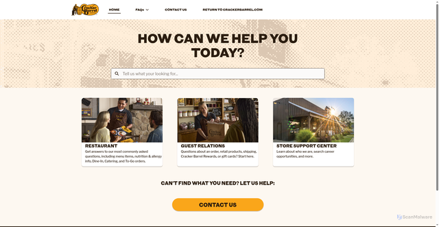 Security scan screenshot of https://guestrelations.crackerbarrel.com