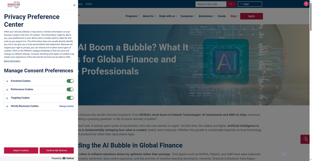 Security scan screenshot of https://www.schiller.edu/blog/is-the-ai-boom-a-bubble-what-it-means-for-global-finance-and-future-professionals/