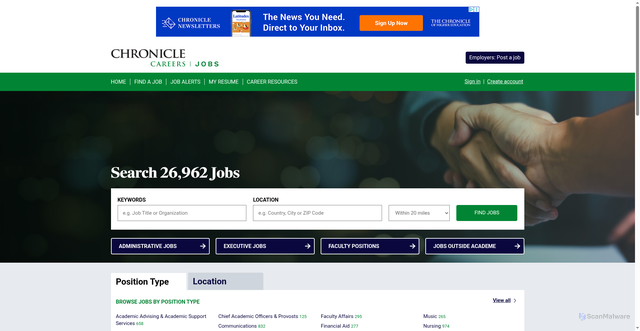 Security scan screenshot of https://jobs.chronicle.com