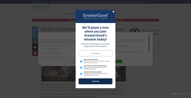 Security scan screenshot of https://greatergood.com/blogs/news/cw-humane-society-rescues-abandoned-cats-left-in?srsltid=AU7gw4VEr2uGgby1tbEHzcWiP9qIrpwl0wxA3mDe-9KRyxtvYmJvoORp
