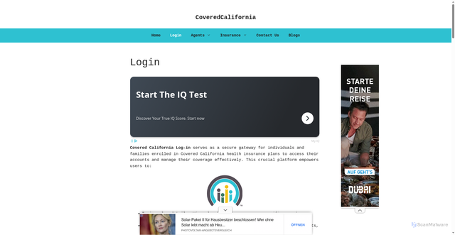 Security scan screenshot of https://www.mycoveredcalifornia.com/login/