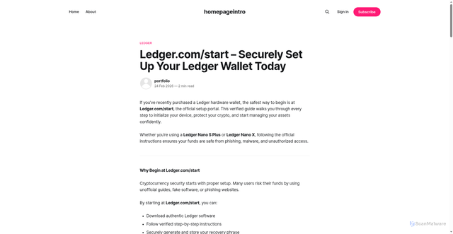 Security scan screenshot of https://homepageintro.ghost.io/start-ledger-enus/