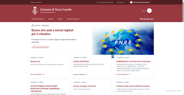 Security scan screenshot of https://www.comune.toccocaudio.bn.it