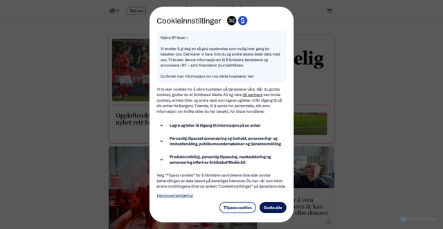 Security scan screenshot of https://bt.no