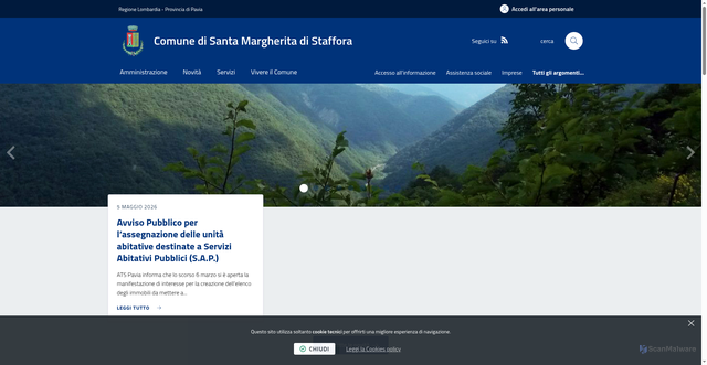 Security scan screenshot of https://www.comune.santamargheritadistaffora.pv.it