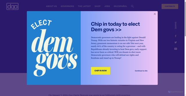 Security scan screenshot of https://democraticgovernors.org/governor/gavin-newsom/