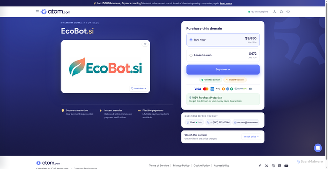 Security scan screenshot of https://ecobot.si/