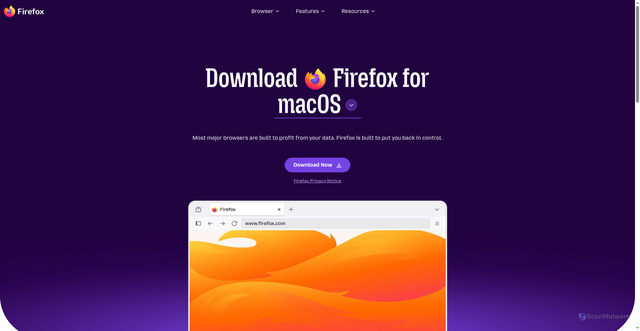 Security scan screenshot of https://www.firefox.com/en-US/download/mac/