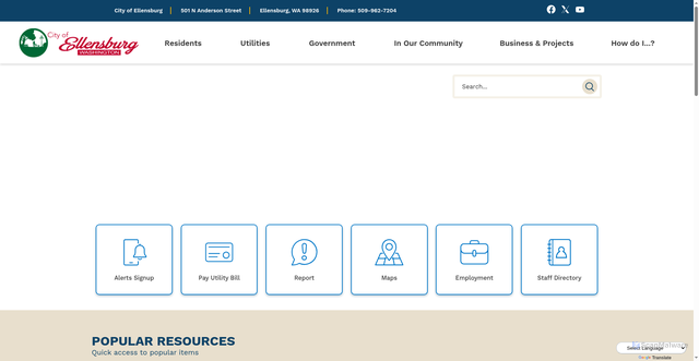 Security scan screenshot of https://ellensburgwa.gov/