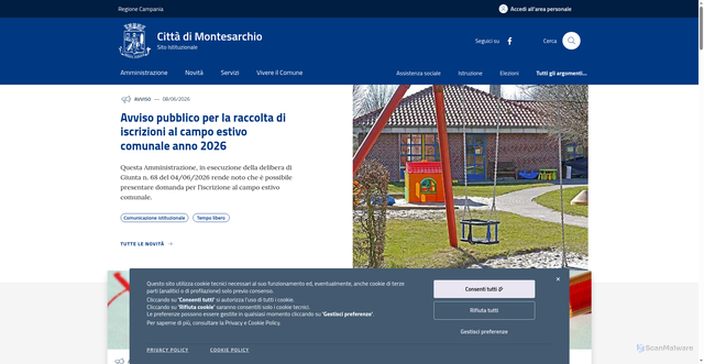 Security scan screenshot of https://www.comune.montesarchio.bn.it