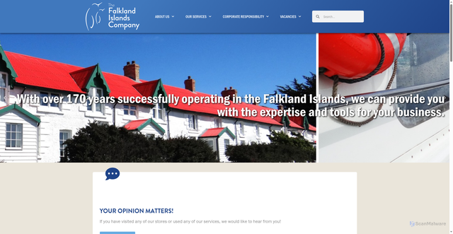 Security scan screenshot of https://www.the-falkland-islands-co.com/