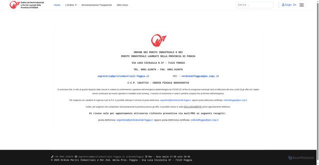 Security scan screenshot of https://www.peritindustriali-foggia.it/