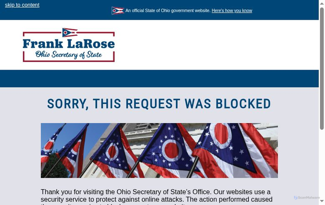 Security scan screenshot of https://www.ohiosos.gov/elections/voters/