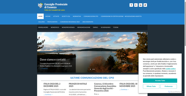 Security scan screenshot of https://www.cdlcosenza.it/