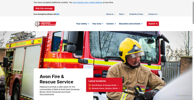 Security scan screenshot of https://www.avonfire.gov.uk/