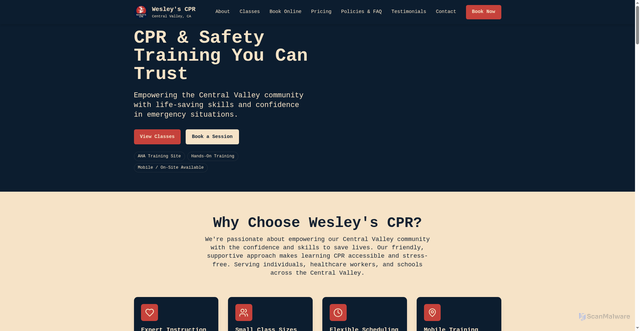 Security scan screenshot of https://wesleyscpr.com/