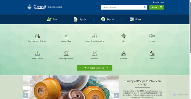 Security scan screenshot of https://www.cherwell.gov.uk/