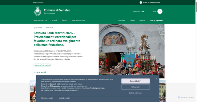 Security scan screenshot of https://www.comune.venafro.is.it