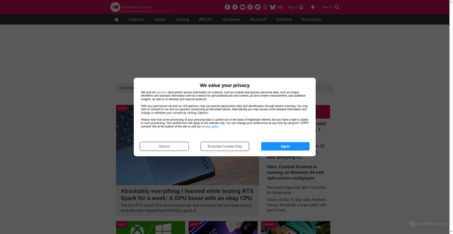 Security scan screenshot of https://www.windowscentral.com