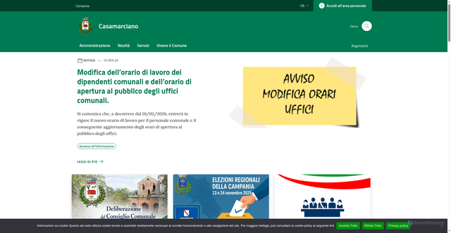 Security scan screenshot of https://www.comune.casamarciano.na.it/