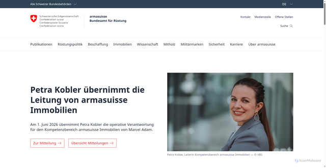 Security scan screenshot of http://www.armasuisse.ch