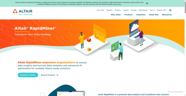 Security scan screenshot of https://rapidminer.com