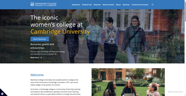 Security scan screenshot of http://www.newn.cam.ac.uk/