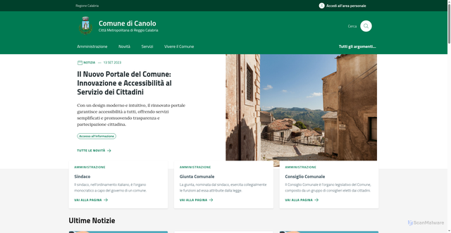 Security scan screenshot of https://comune.canolo.rc.it/