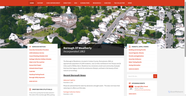 Security scan screenshot of https://weatherlypa.gov/